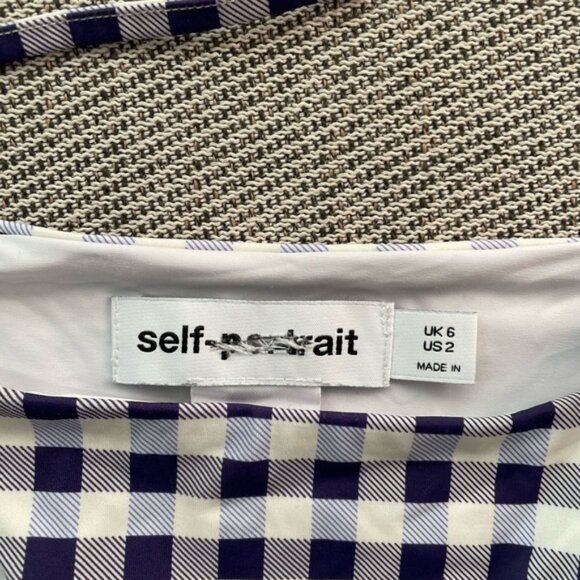 NEW Self-Portrait Navy Gingham Bikini Top & Bottom Removable Strap | US 2 UK 6 - Picture 12 of 12